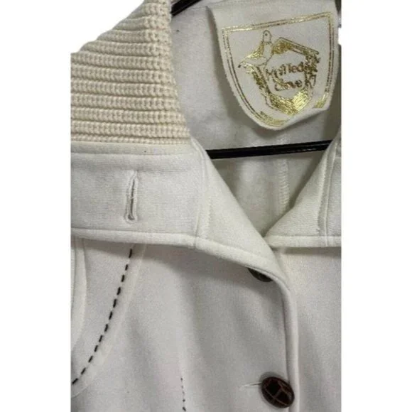 Womens Knitted Dove Ivory Knit Button-Front Belted Light-weight Jacket Size Sm - Picture 7 of 12